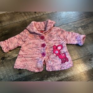 Pink Knitted Kids Sweater with Deer Design 6 months BUM kids